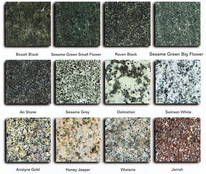 Granite Colour Chart